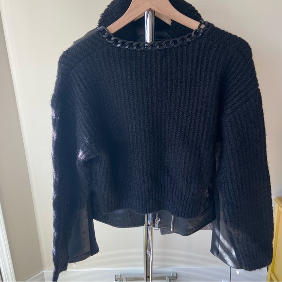 🔖 S ZARA Knit Sweater Chain Collar Black Crop Sweater - Picture 10 of 11